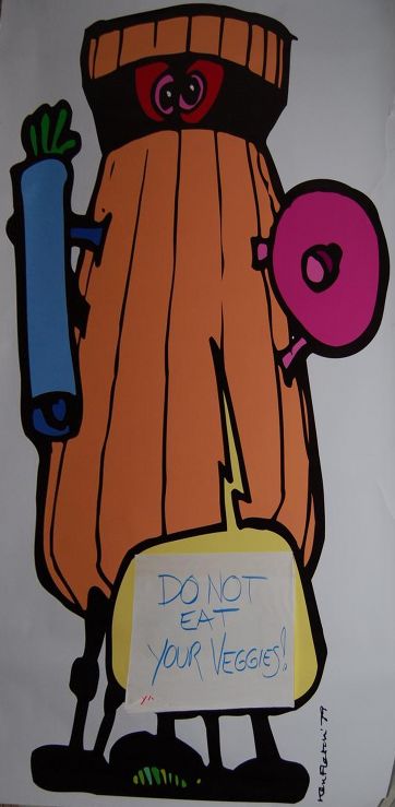 Photo by Ben Huset: Intergalactic Squash poster with word balloon 'Do Not Eat Your Veggies'